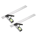 HARFINGTON 2Pcs Combination Square Ruler 12" / 300mm Metric Stainless Steel Carpenter Combo Square Metal Woodworking Measure Tool with Bubble Level for Metalworking and Carpentry, Silver