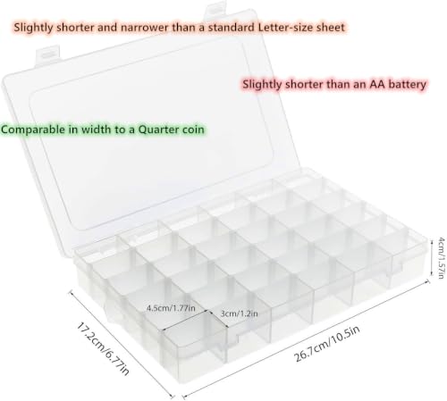 Umirokin Small Parts Organizer Box 2 Pack, 36 Grid Bead Organizer with Adjustable Dividers, Plastic Organizer Box for Screws, Jewelry Making, Craft Storage, Fishing Tackle, Clear Compartment Container - size: 36 Grids 2 Packs