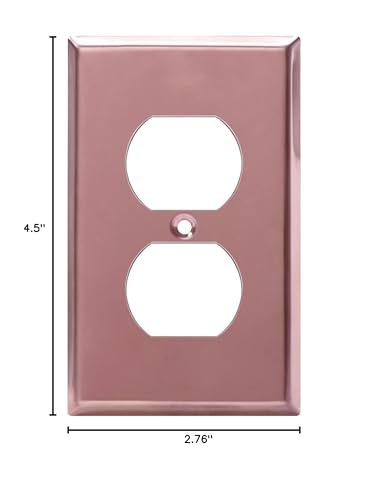 ENERLITES Duplex Receptacle Metal Wall Plate, 1-Gang, Polished Rose Gold - color: Polished Rose Gold, size: Standard Size
