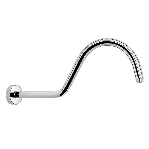 S Shaped Shower Arm, High Rise Shower Head Extension Pipe Standard 1/2" Connection with Flange, Awesome Shower Experience-Stainless Steel Bathroom Accessory(16 Inch J-S Shape, Chrome Finish) - color: Chrome Finish, style: 16" J Shape