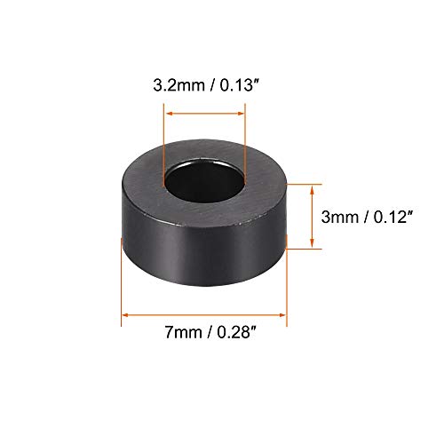 uxcell Nylon Round Spacer Washer 3.2mm ID 7mm OD 3mm Height for M3 Screws Black 100Pcs - size: 3.2mmx7mmx3mm