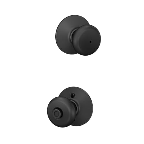 Schlage Plymouth Bed/Bath Privacy Door Knob with Lock, Matte Black - color: Matte Black, size: Standard