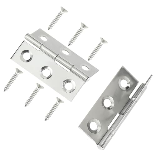 20 Pieces Stainless Steel Folding Hinges, 1.73 Inch Cabinet Hinges, Small Door Hinges, Small Hinges with 120 Pieces Screws for Wooden Cabinets Box Small Crafts and Lightweight Projects - size: 20 Pieces