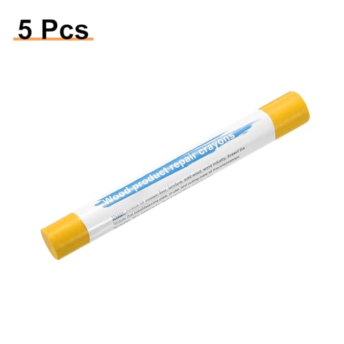 HARFINGTON 5pcs Wood Filler Sticks Wooden Wax Touch Up Furniture Repair Crayons for Scratch Hole Wood, Lemon Yellow - color: Lemon Yellow
