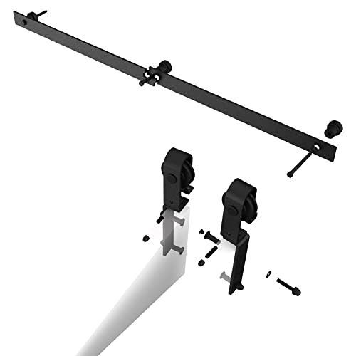 40" Bi-Folding Sliding Barn Door Hardware Track Kit,Smoothly&Quietly,Side Mounted Black Roller,Easy Install,Door Not Included [Fit Double 18" Bifold Doors] - size: 40" for 2 Doors