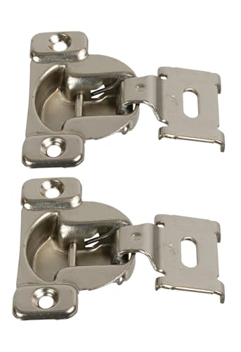 E.H.C. Cabinet Hinges, Face Frame, 105° Opening, 1/2" Overlay, Compact, Self-Close Nickel Finish, Set of 2 with Hardware and Bumpers (Screw-On) - style: Screw-On