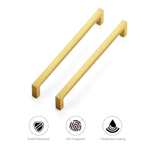 Ravinte Gold Cabinet Handles Solid Cabinet Pulls, 6-1/4 Inch CC, 10 Pack - color: Gold, size: Flat Black 6-1/4'' Hole Center