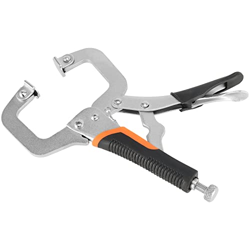 HOZEON 3 PCS 6 Inch C Clamp Locking Pliers, Heavy Duty Welding C Clamp Pliers with Swivel Pads, Vise Grip Locking Pliers Face Clamps for Woodworking, Welding, Building - size: 3 PCS 6 In