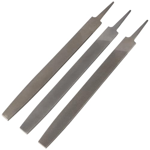 3 PCS 12 in Double-Cut Mill File Set, Steel Flat Files with Fine, Medium, and Coarse Teeth, Double-Sided Design with Side Edge Teeth for Metal Wood Plastic Finishing, Shaping, DIY Repair Work - size: 12inch,3PCS