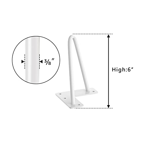 SMARTSTANDARD 6 Inch Heavy Duty Hairpin Furniture Legs, White 4PCS - color: White, size: 6 Inch