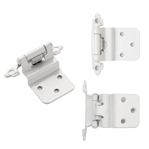 White Cabinet Hinges, 3/8 Inch Inset, 4 Pack(2Pairs) - color: White