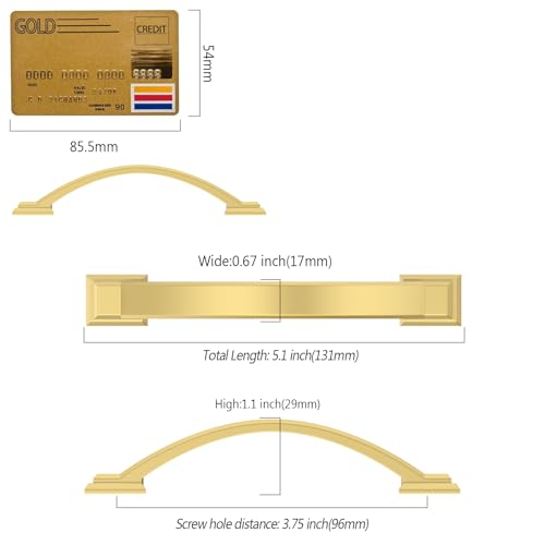 Amerdeco 10 Pack Brushed Gold Cabinet Pulls 3.75" - color: Brushed Gold, size: 3.75" hole center