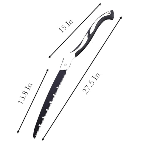 Folding Saw with Rubber Handle, 27.5 Inch Manganese Steel SK-5 Blade Pruning Saw for Hunting, Gardening, Camping and Trimming (blade 31cm) - size: blade 31cm