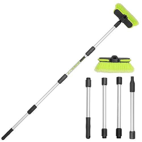 65”165cm Car Wash Brush Long Handle Soft Bristle Scrub Cleaning Mop with 4 Hand-held Places Extendable Washing Brushes Broom Kit for RV Boat Truck SUV Caravan Solar Panel House Siding,Sweep Snow