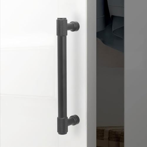 10 Pack 5 inch(128mm) Matte Black Kitchen Cabinet Handles Knurled Cabinet Pulls Black Drawer Pulls Kitchen Cabinet Hardware Dresser Handles - color: Matte Black, size: 5" Hole Center