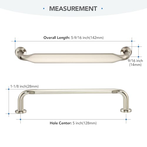 HOME EDIT Brushed Nickel Solid Cabinet Handles & Pulls 5 Inch 10 Pack - color: Brushed Nickel, size: 5 inches Hole Center
