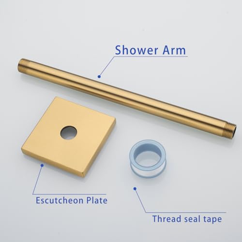Wall Mounted Stainless Steel Shower Head Extension Arm Bathroom Accessories 12 Inch Champagne Bronze,SW-91038-12CB-SQ. - color: Right Angled Square Flange-12" Champagne Bronze