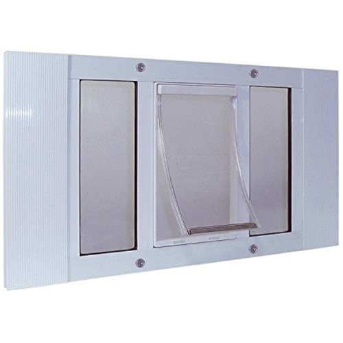 Ideal Pet Products Aluminum Sash Window Pet Door - size: 10-1/2" x 15" Large Flap Size, style: Window Width: 33" - 38"