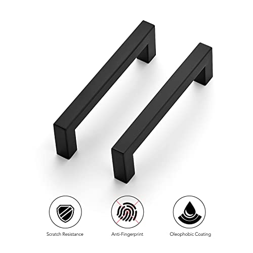 Ravinte Matte Black Cabinet Handles Square Pulls 4-1/2 Inch 3 Pack - size: 5 Inch (4-1/2 Inch Hole Center)