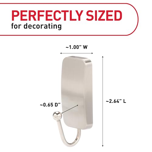 Command Small Satin Nickel Bath Hooks, 1 Hook, 2 Strips - color: Satin Nickel, size: Small (1 Count)