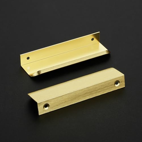 Gold Cabinet Handles Finger Edge Pulls 4.75 Inch CC 10 Pack - color: Gold, size: 120mm/4.72" Overall Length
