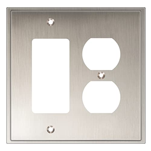 Henne Bery Soft Modern Decorative Wall Plate Switch Plate Outlet Cover (Decorator/Duplex, Satin Nickel) - style: Decorator/Duplex