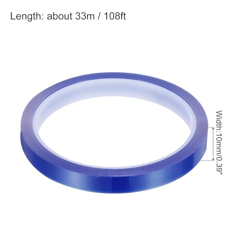 uxcell Blue Heat Tape, 1 Roll 10mmx33m 108ft High Temperature Heat Resistant Tape for Sublimation,Heat Vinyl Press,Heat Transfer, Circuit Board, No Residue - color: Blue, size: 10mmx33m