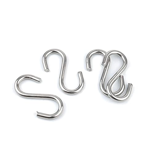 15 Pack Heavy Duty Stainless Steel S Shaped Hooks 2.2 Inch Long 1/5 Inch Thickness S Metal Hooks