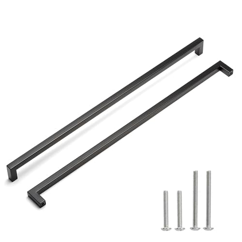 Cabinet Pulls Matte Black Cabinet Handles Square Drawer Pulls, 5 Pack 18 Inch Stainless Steel Kitchen Door Cupboard Cabinet Handles, Drawer Hardware Handles, 458mm Hole Centers - size: 18 inch Hole Centers(458mm)
