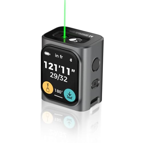 HOZO M-Cube Green-Beam Laser Measuring Tool, 164ft/50m, ±1/16 inch Accuracy, Small Size, High-Visibility Real Green Beam for Outdoor, Area/Volume/Pythagorean, LCD Display, Bluetooth App, Rechargeable - style: 00 Green Laser Measure