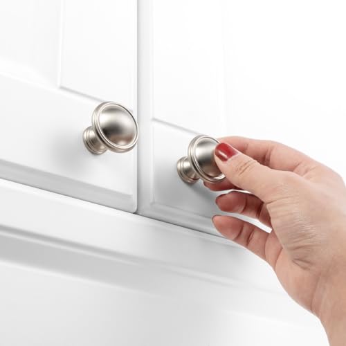KOOFIZO 10 Pack Dia.1-1/4 Inch Brushed Nickel Kitchen Cabinet Knobs Nickel Cabinet Knobs Silver Cabinet Hardware K30 for Cabinets Drawer Dresser Cupboard Bedroom Bathroom - color: Brushed Nickel, size: Knob 1 - 10Pcs