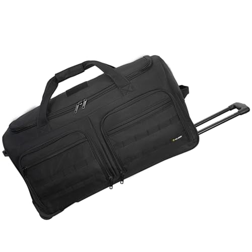 US Army ROMEO 28-inch Large Tactical Duffel Bag with Wheels | Heavy Duty Material, Molle Webbing, Water Resistant Military Rolling Bag for Travel, Deployment, and Camping - Black - color: Black, size: 28-inch