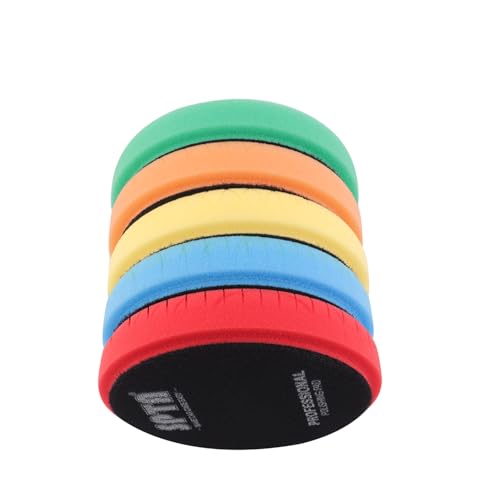 Buffing Polishing Pads, SPTA 5Pcs 5.5 Inch Face for 5 Inch 125mm Backing Plate Mix Cutting Force Buffing Pads Cutting Polishing Pad Kit for Car Buffer Polisher Compounding,Polishing, Waxing-SQPPS5MIX - size: 125mm