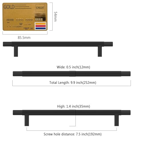 Amerdeco 10 Pack Matte Black Knurled Cabinet Pulls 7.5 Inch Hole Centers Kitchen Cabinet Handles Hardware Kitchen Handles for Cabinets Handles IH0006… - color: Matte Black, size: 7.5"/192MM Hole Center