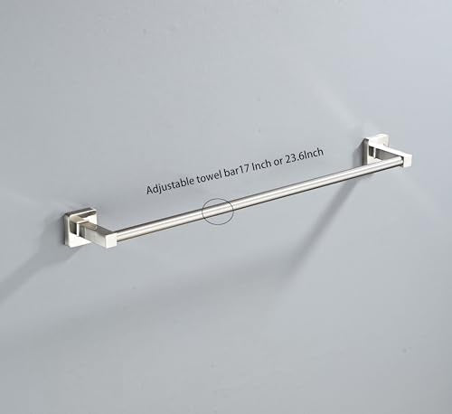 Brushed Nickel Bathroom Hardware Set 4 Pieces,Bathroom Accessories Set Stainless Steel Wall Mounted, Hand Towel Bar, Towel Ring, Robe Towel Hooks,Toilet Paper Holder,Towel Bar Set, 23.6 Inch - color: Brushed Nickel-4pcs, size: 23.6Inch