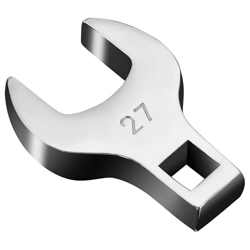 1/2'' Full Polish Drive Jumbo Crowfoot Wrench, Open End Wrench, Metric, 27mm, CR-V Steel, Tools for Mechanics Maintenance or Repairs, Access Fasteners in Tight Spaces Work Hard-To-Reach Areas - size: METRIC-27mm