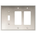 Henne Bery Soft Modern Decorative Wall Plate Switch Plate Outlet Cover (Double Decorator/Single Toggle, Satin Nickel) - style: Double Decorator/Single Toggle