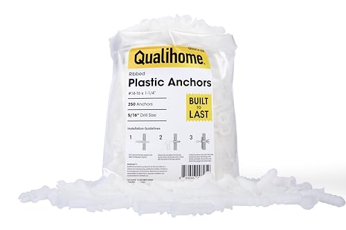 Qualihome Ribbed Plastic Drywall Anchors - Wall Anchors for Drywall - Plastic Screw Anchors for Secure Fastening (Bulk Pack, #14-16 x 1-1/4”) - size: #14-16 x 1-1/4”, style: Bulk Pack
