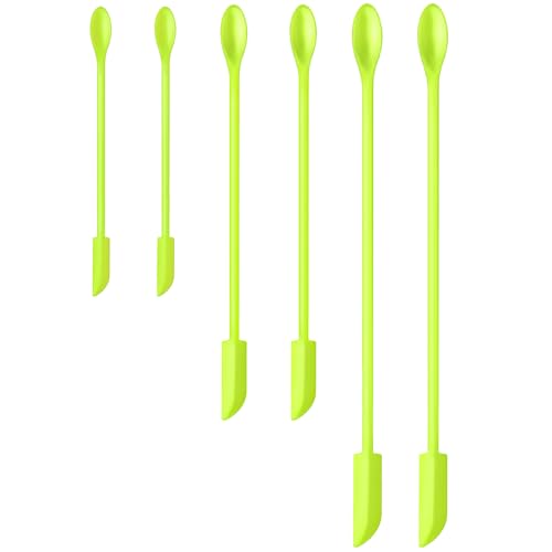 Silicone Spatula Set 6Pcs, Mini Jar Scraper for Makeup & Food - color: Green