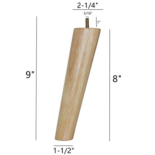 Solid Wood Replacement Furniture Sofa Couch Legs 8 inch Heavy Duty Set of 4 | Slant Wooden legs for Couch Sofa Chair Ottoman Loveseat Coffee Table Cabinet Furniture Replacement - color: Slant- Set of 4, size: 8"
