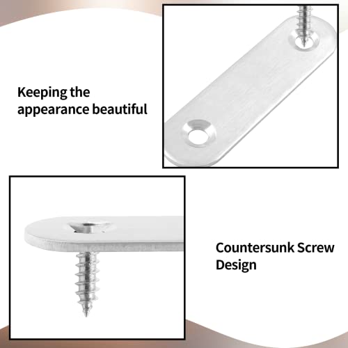 Jiozermi 24 Pcs Straight Brace, 2.4" x 0.6", Stainless Steel Silver - size: Silver, 2.4” x 0.6”, 24 Pcs