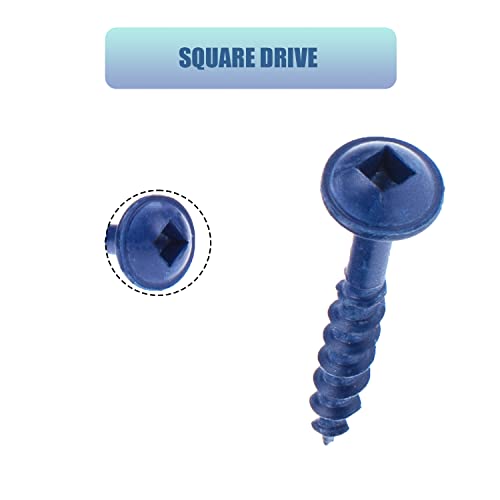 #8×1 Inch Pocket Hole Screws,500 Pcs,Exterior Wood Screws for Wood Working with Blue Coated,Square Drive Head… - size: #8×1 Inch