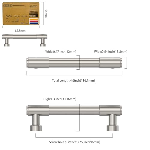 Amerdeco 10 Pack Brushed Satin Nickel Cabinet Pulls 3.75 Inch(96mm) Hole Center Drawer Pulls Cabinet Hardware Kitchen Cabinet Handles for Bathroom ZH0075 - color: Brushed Satin Nickel, size: 3.75"/96MM Hole Center