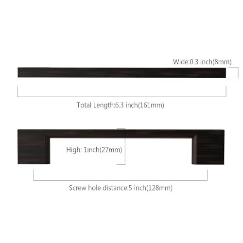 Asidrama 10 Pack 5 Inch(128mm) Oil Rubbed Bronze Kitchen Cabinet Handles, Cabinet Pulls Kitchen Cabinet Hardware for Cupboard Drawer Handles Pulls - color: Oil Rubbed Bronze, size: 5" Hole Center(128mm), style: 10 Pack