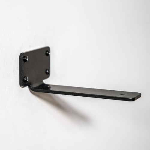 4 Pack 4 Inch Shelf Brackets – Heavy-Duty Black Metal L Bracket for Wall Mount Floating Shelves – Includes Screws & Anchors – Powder Coated Steel for DIY, Garage, Kitchen, or Closet Use - size: 4 Inch