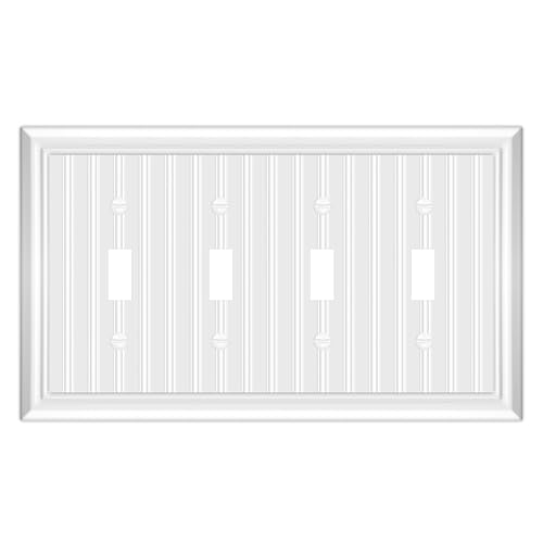 White Natural Material Quad Toggle Light Switch Cover Plates (1-Pack） - size: Quad Switch