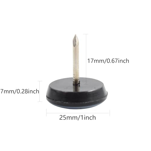 24pcs 1" Nail on Furniture Glides Sliders for Wooden Furniture, Furniture Sliders Pads Teflon Furniture Glides Chair Leg Pads Floor Protectors PTFE Moving Furniture Glides - size: 1"-24pcs