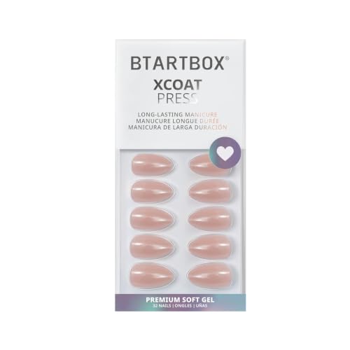 BTArtbox Press On Nails, Nudies, Short Almond, Short Nude Chrome, 32Ct - color: A1- Nudies