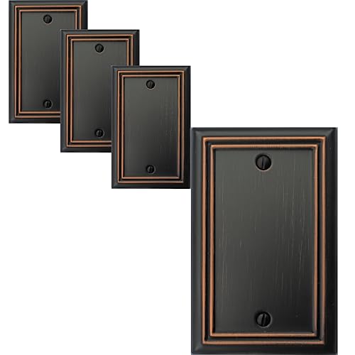 OKAWYC Single Blank Light Switch Cover Adler Metal Wall Plate, 4-Pack Aged Bronze 1 Gang, Light Switch Cover Outlet Cover Decorative Wallplate, Durable - style: 1 Blank 4PK