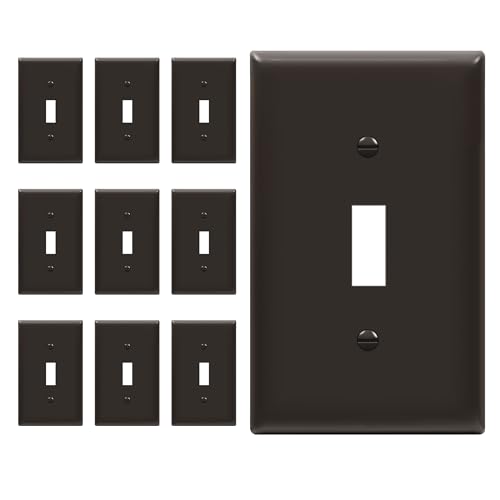 ENERLITES Toggle Light Switch Wall Plate, Gloss Finish, Standard Size 1-Gang 4.50" x 2.76", Unbreakable Polycarbonate Thermoplastic, 8811-BR-10PCS, Brown (10 Pack) - color: Brown, size: 10 Pack